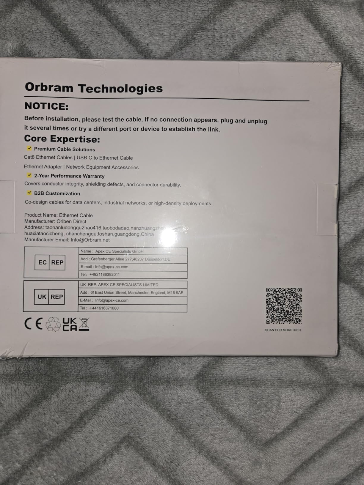 Orbram Cat 8 Ethernet Cable 50FT, High Speed Braided 40Gbps 2000MHz Network customer photo 2