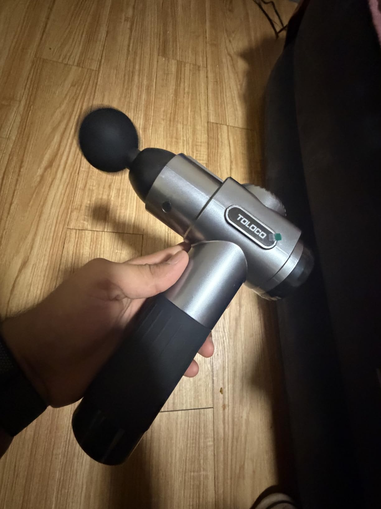 TOLOCO Massage Gun, Deep Tissue Back Massage for Athletes for Pain Relief, Percussion Massager with 10 Massages Heads & Silent Brushless Motor, Fathers Day Dad Gifts, Grey customer photo 1