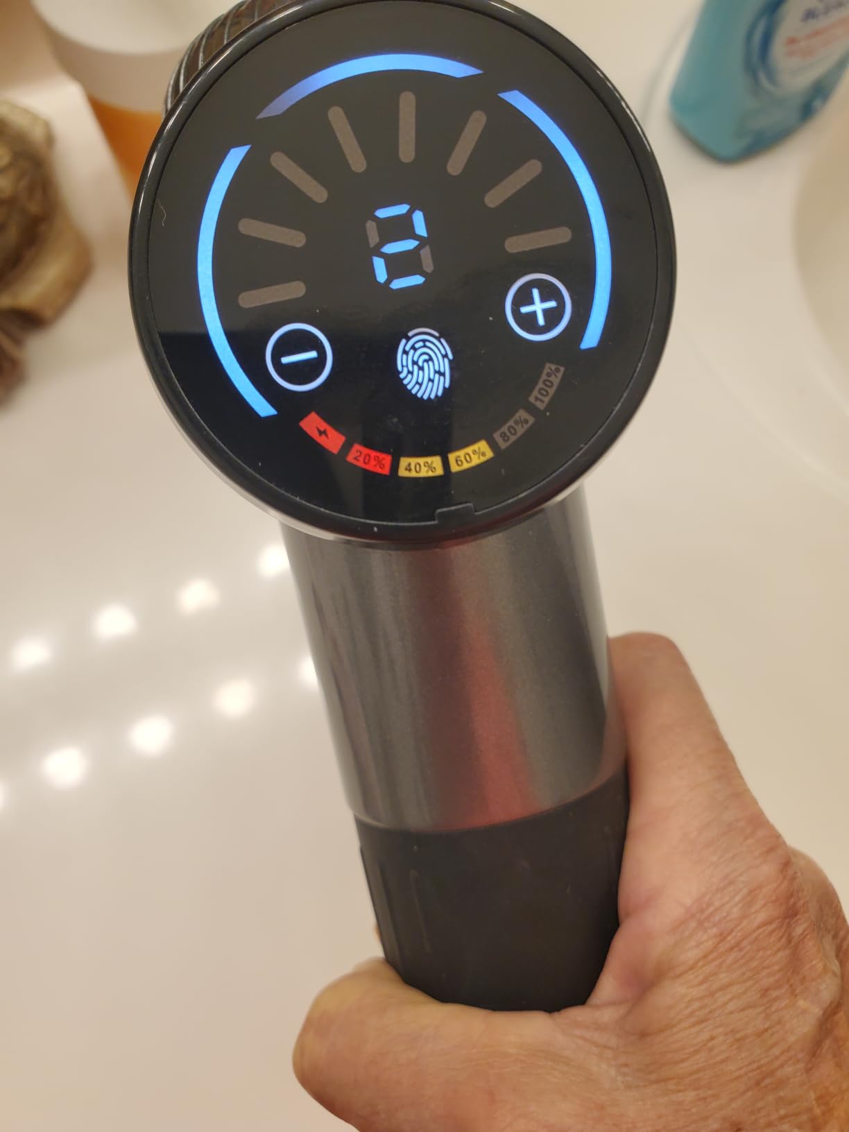 TOLOCO Massage Gun, Deep Tissue Back Massage for Athletes for Pain Relief, Percussion Massager with 10 Massages Heads & Silent Brushless Motor, Fathers Day Dad Gifts, Grey customer photo 2