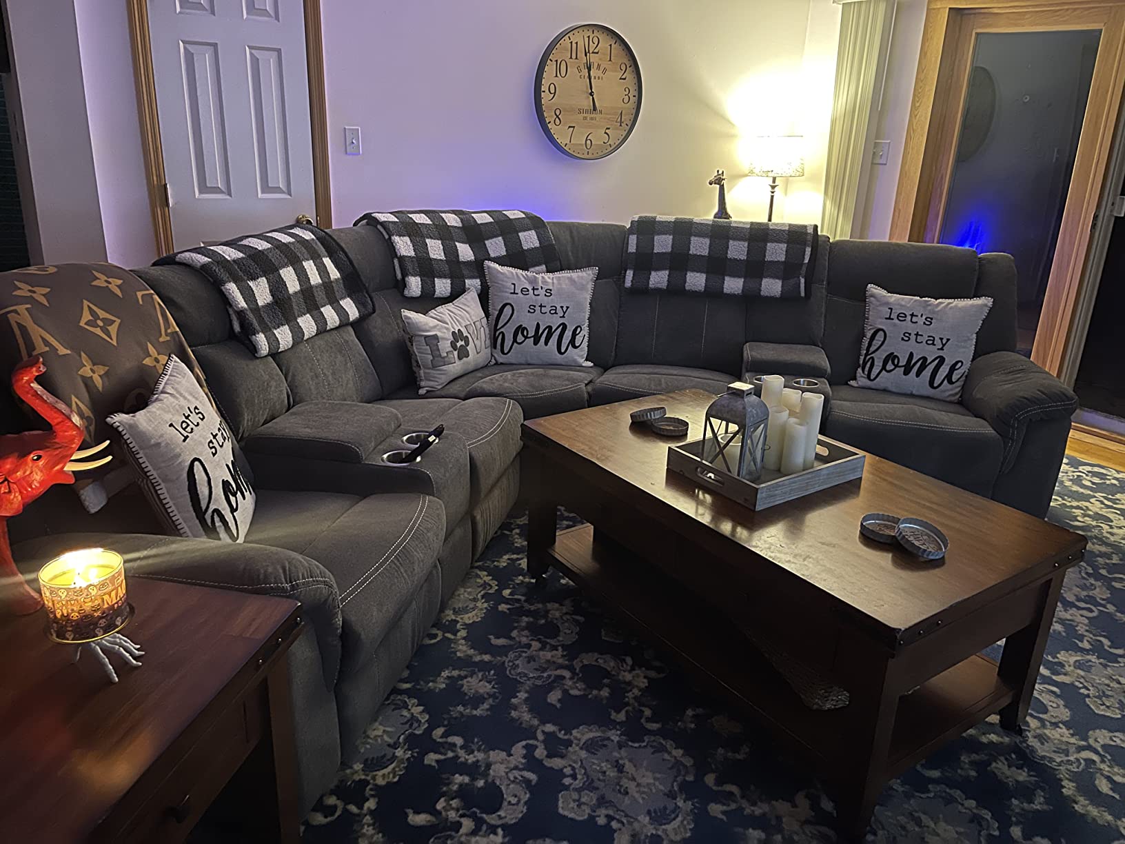 Power Premium Fabric Reclining Sectional Sofa Set, Zero Gravity Recliner Couch with USB Port 2 Console Storage 4 Cup Holders customer photo 1