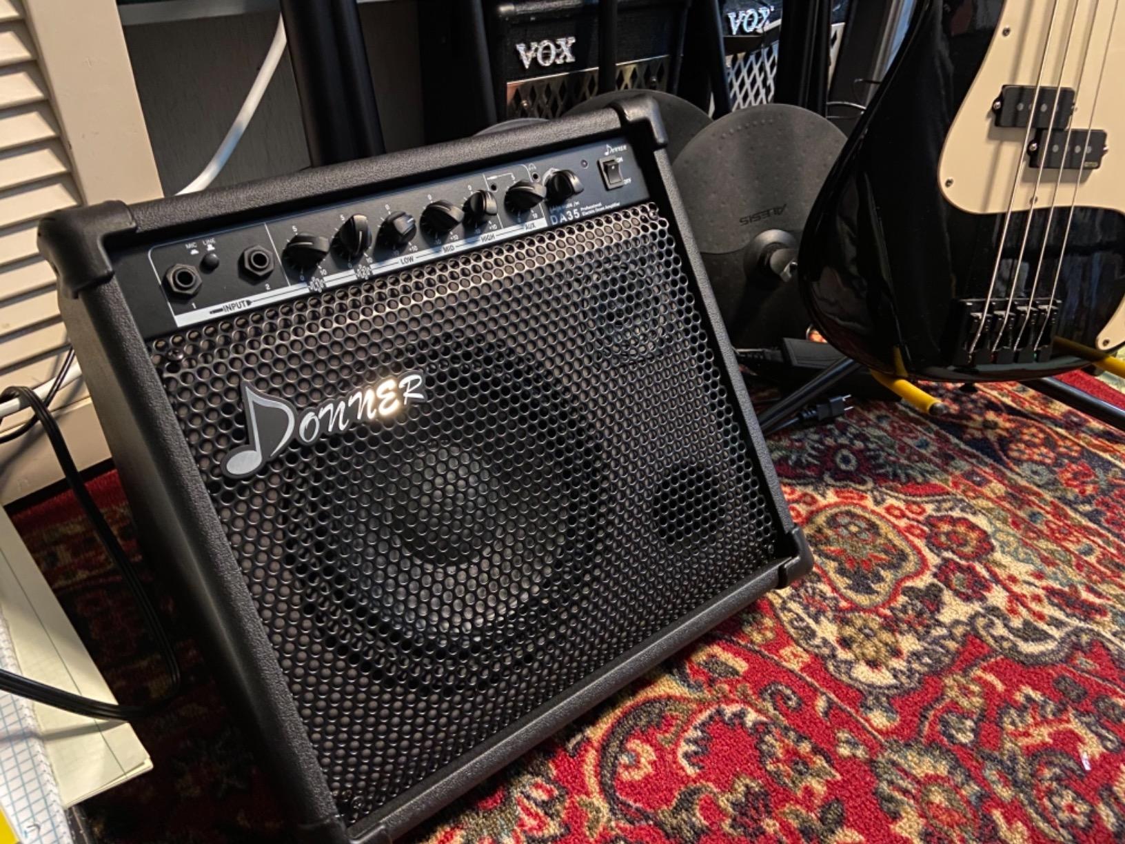Donner 35-Watt Electronic Drum Amplifier DA-35, 2x8 Speakers, 2-Channel, 3-Band EQ, DI Out, Wireless Audio, Black, Compatible with Electronic Drum & Keyboard, Digital Modeling Amplifier customer photo 2