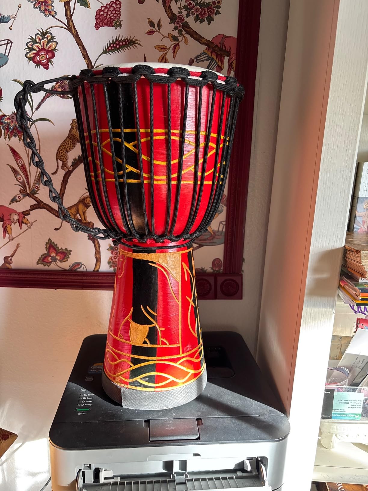 Djembe Drum, AKLOT African Drum Hand-Carved 8 inches Mahogany Goatskin Drumhead for Adults Starter Beginners customer photo 1