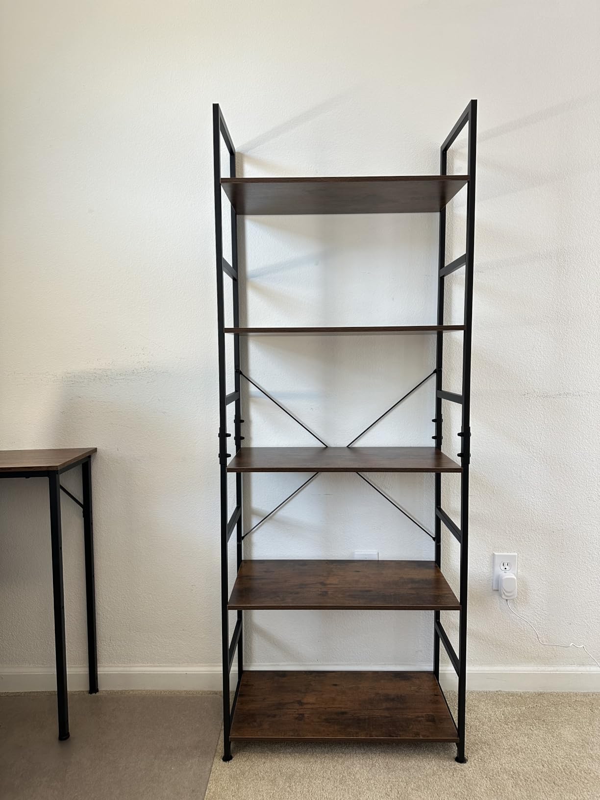 NUMENN 5 Tier Bookshelf, Tall Bookcase Shelf Storage Organizer, Modern Book Shelf for Bedroom, Living Room and Home Office, Vintage customer photo 1