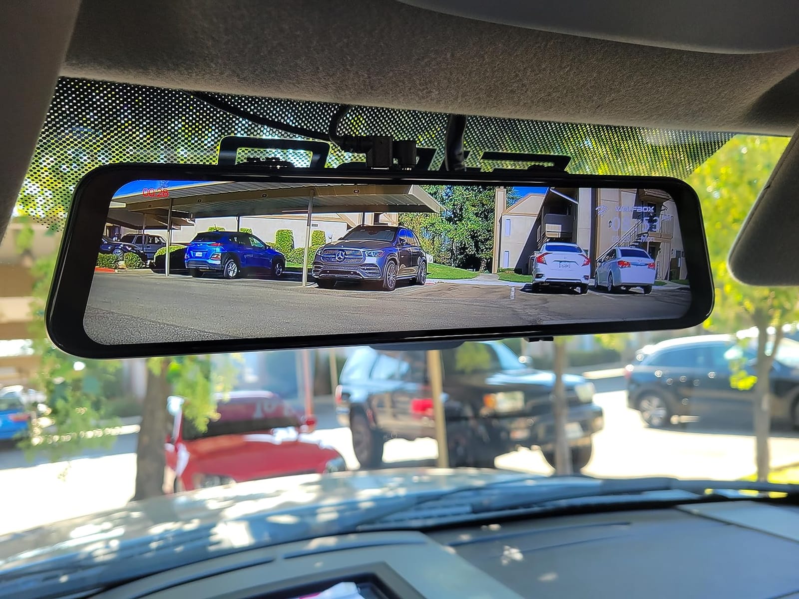 WOLFBOX G840H 12'' Mirror Dash Cam with ADAS and BSD, 2.5K Rear View Mirror Camera Front and Rear, 5.8GHz WiFi, Voice Control, Parking Monitor, Included GPS, Loop Recording customer photo 1