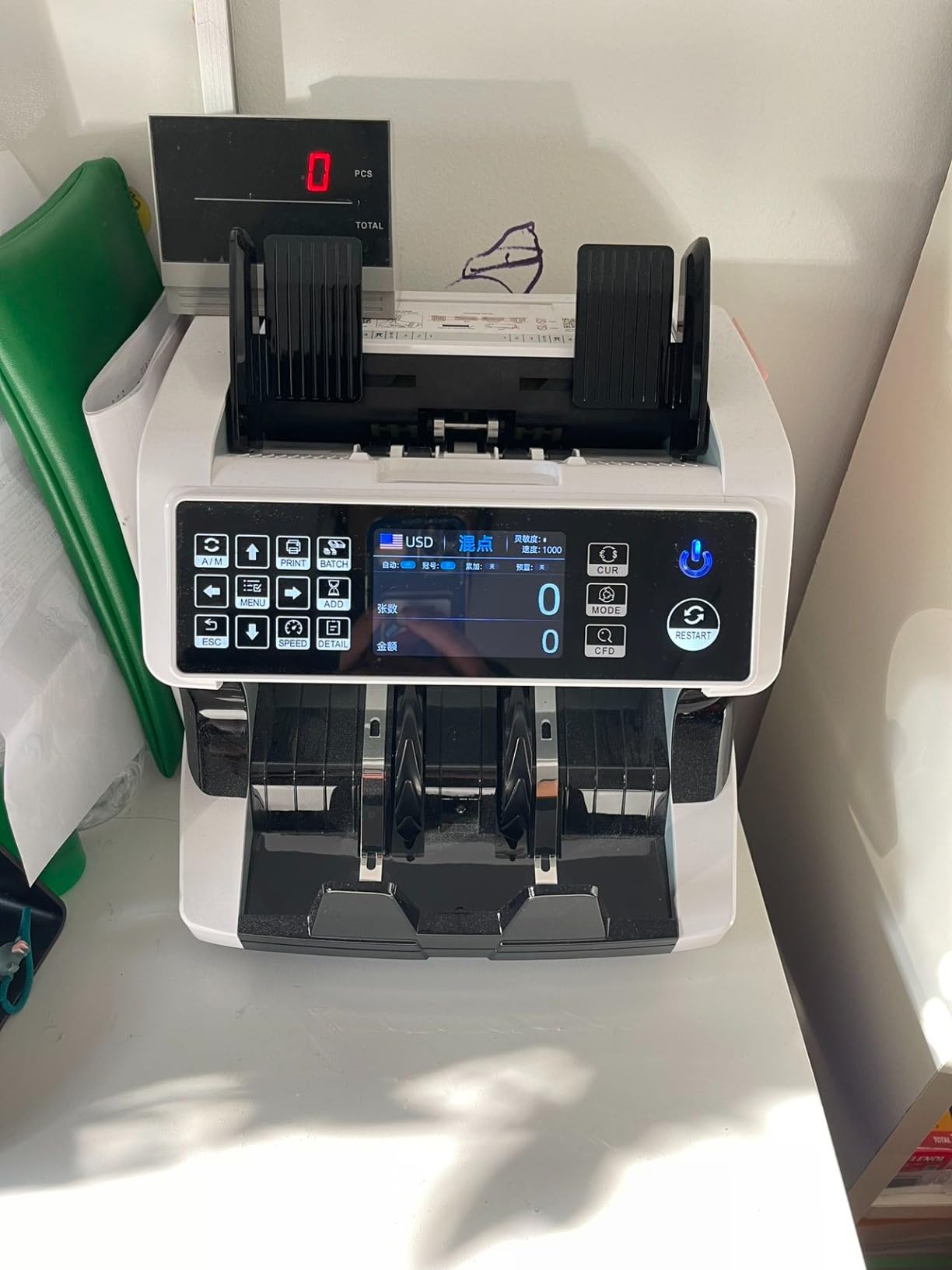 MUNBYN IMC01 Bank Grade Money Counter Machine Mixed Denomination, 2CIS/UV/IR/MG/MT Counterfeit Detection, Serial Number, MUL Currency Cash Counter, Printer Compatible, 2Y Manufacturer (White) customer photo 2