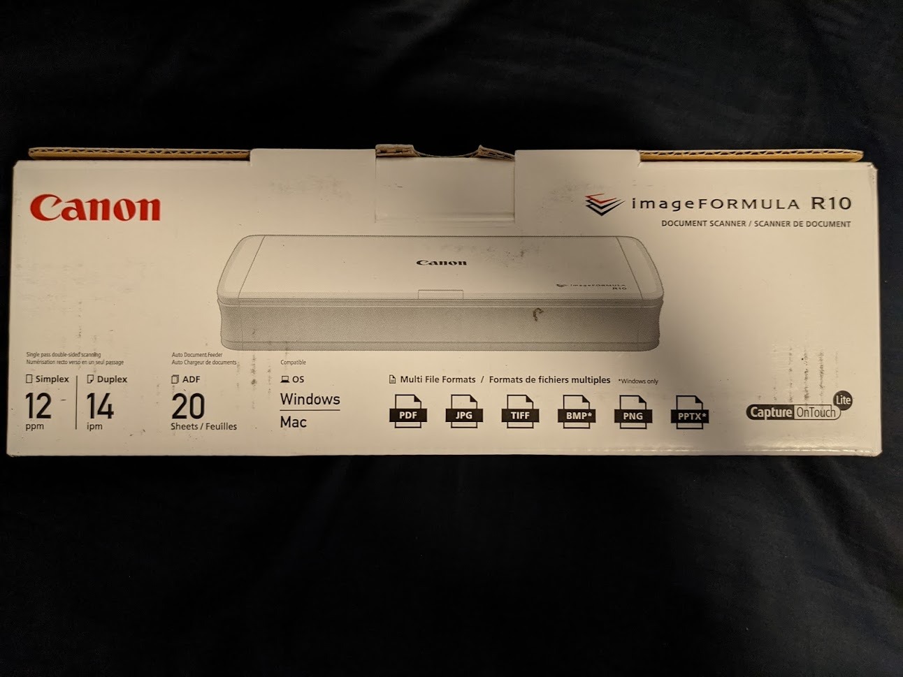 Canon imageFORMULA R10 - Portable Document Scanner, USB Powered, Duplex Scanning, Document Feeder, Easy Setup, Convenient, Perfect for Mobile Users, White customer photo 2