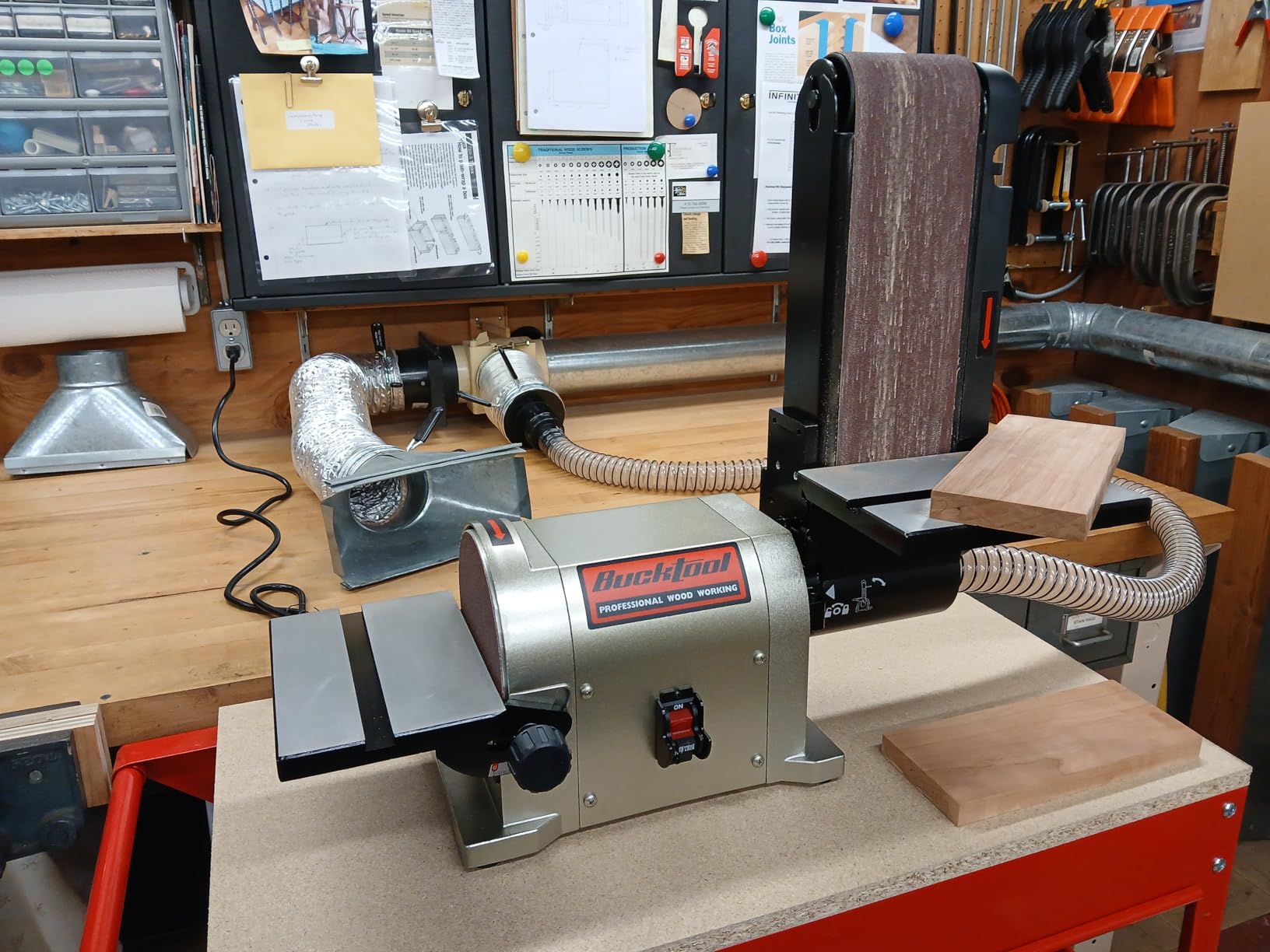 BUCKTOOL Bench Belt Disc Sander for Woodworking, 4x36