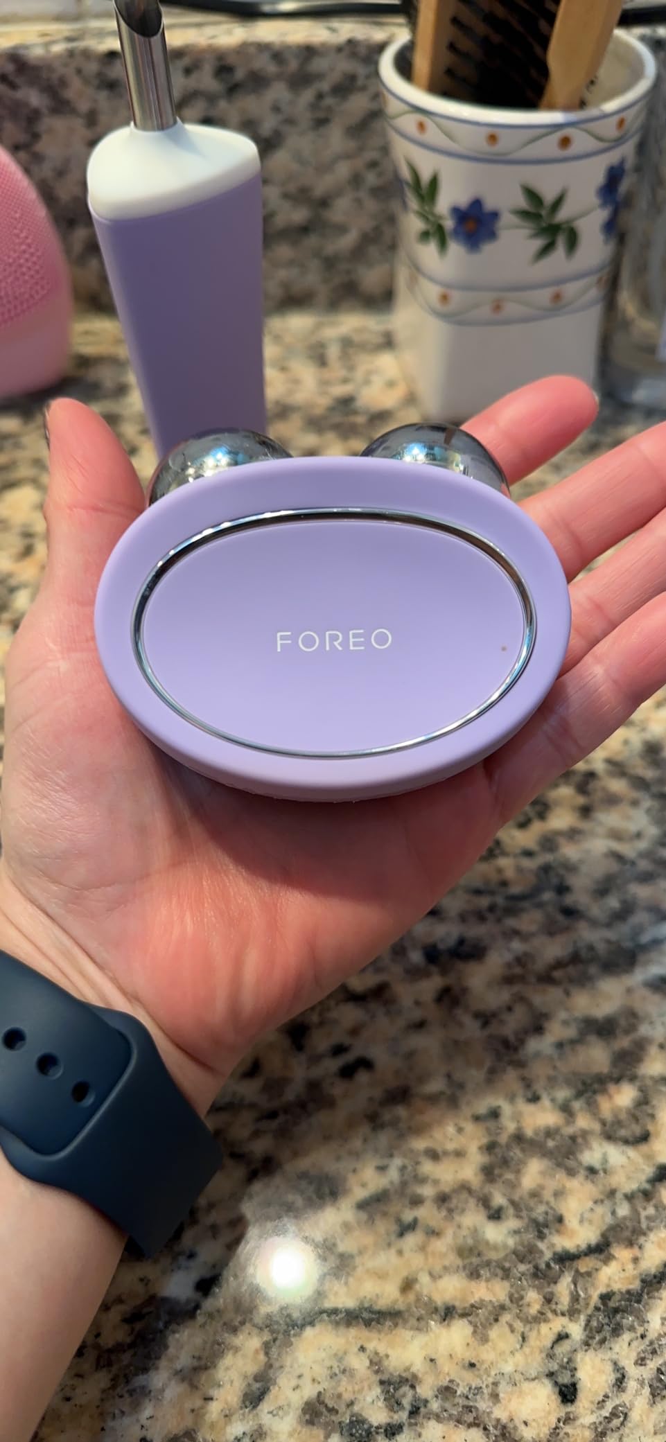 FOREO Bear Microcurrent Facial Device - Face Sculpting Tool - Instant Face Lift - Firm & Contour - Non-Invasive - Increases Absorption of Facial Skin Care Products - Fuchsia customer photo 1
