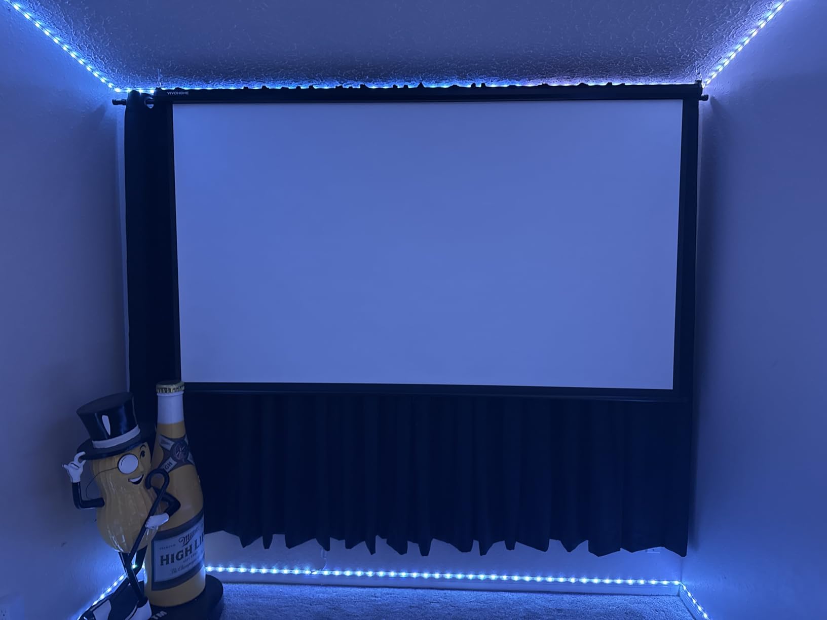 VIVOHOME 120 Inch 1:1 Pull Down Projector Screen, White | Manual Retractable 4K Projection Screen for Home Theater, Roll Up ALR Movie Screen for Ceiling and Wall Mount customer photo 2