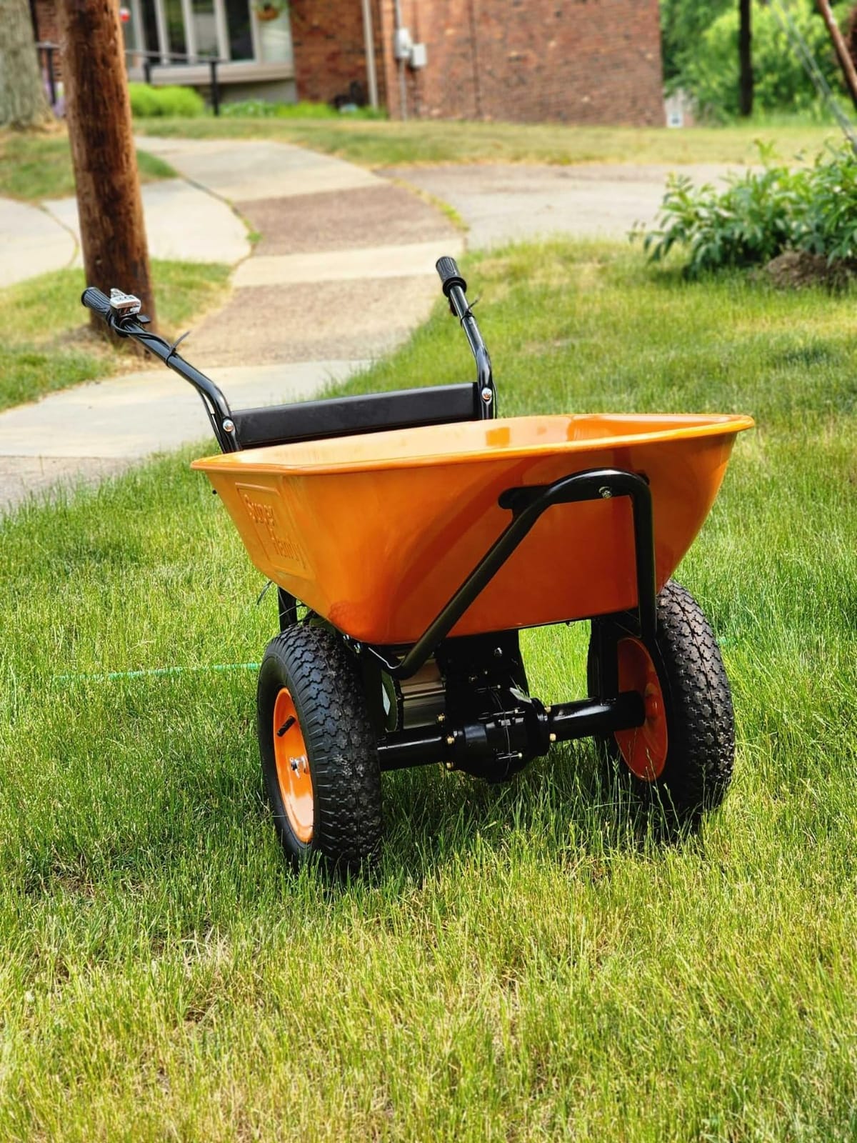 SuperHandy Electric Wheelbarrow Utility Cart, 48V, 330 lb, Power Wagon | Battery powered utility cart for soil, rocks, tools and yard loads; Garden Cart; powered dump for garden hauling customer photo 2