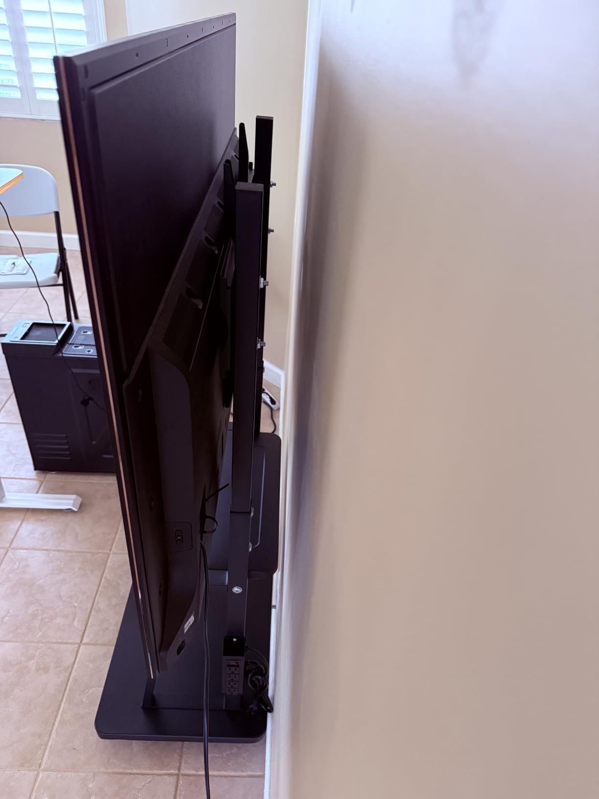 Heavy Duty Rolling TV Stand with Power Outlet for 55 to 100 inch TV | Easy Installation, High Mobility, Holds up to 220LBS, 2-Tier Large Wood Shelf Storage Space, Vesa 800x600mm customer photo 1