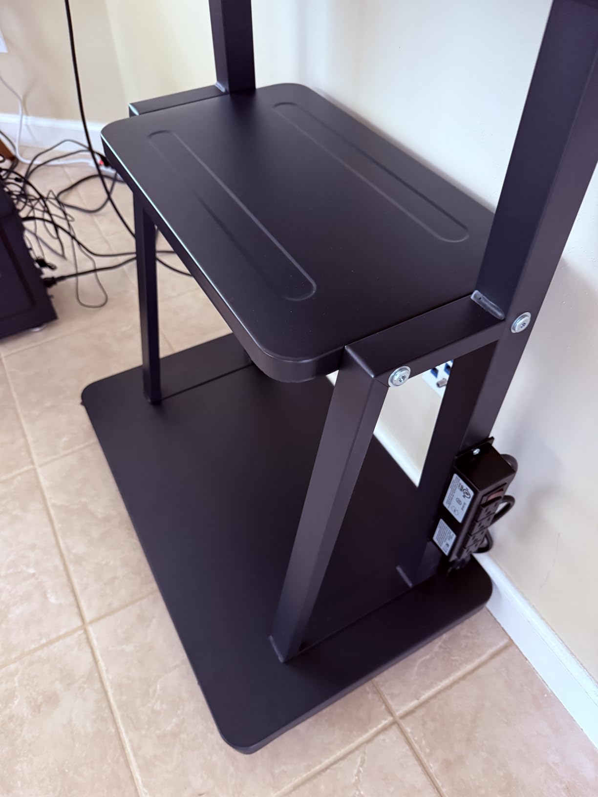 Heavy Duty Rolling TV Stand with Power Outlet for 55 to 100 inch TV | Easy Installation, High Mobility, Holds up to 220LBS, 2-Tier Large Wood Shelf Storage Space, Vesa 800x600mm customer photo 2