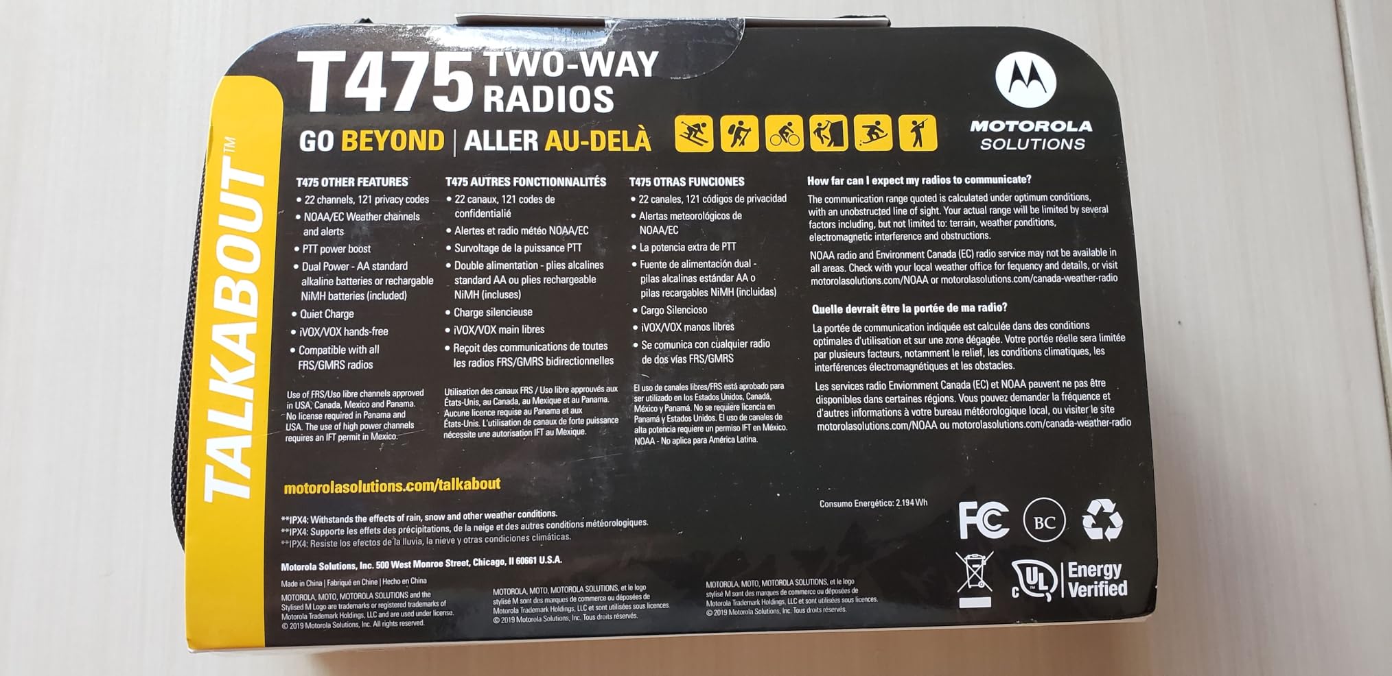 Motorola Solutions Talkabout T475 Extreme Two-Way Radio Black W/Yellow Rechargeable Two Pack customer photo 1