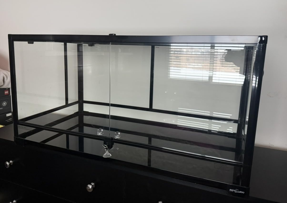 REPTI ZOO 50 Gallon Reptile Glass Tank Terrarium 2 in 1 Side Meshes and Side Glasses Double Hinge Door with Screen Ventilation Tempered Glass 36