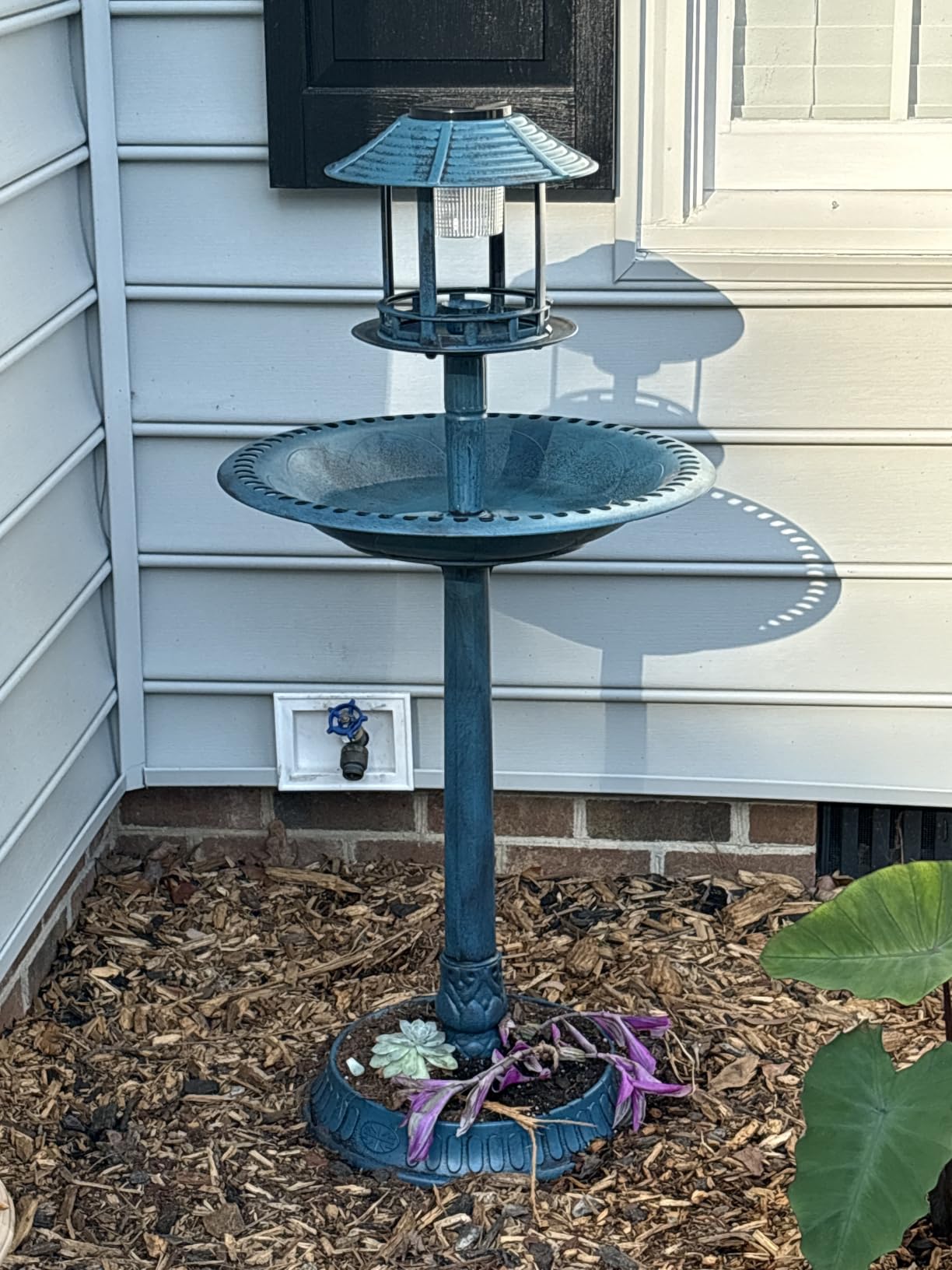 Best Choice Products Solar Outdoor Bird Bath Vintage Resin Pedestal Fountain Decoration for Yard, Garden w/Planter Base, Feeder, Decorative Bird Cage, Fillable Stand - Bronze customer photo 2