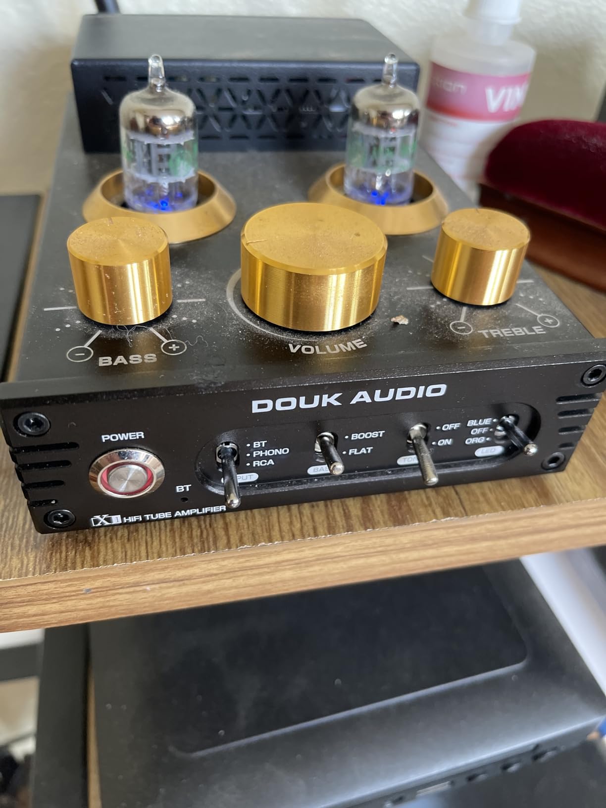 Douk Audio Tube Phono Amp: Bluetooth Receiver | 2-Channel Amplifier for MM Turntables | 160Wx2 TDA7498E | Tone Control | for Desktop Vinyl HiFi Home Audio System (X1) customer photo 2