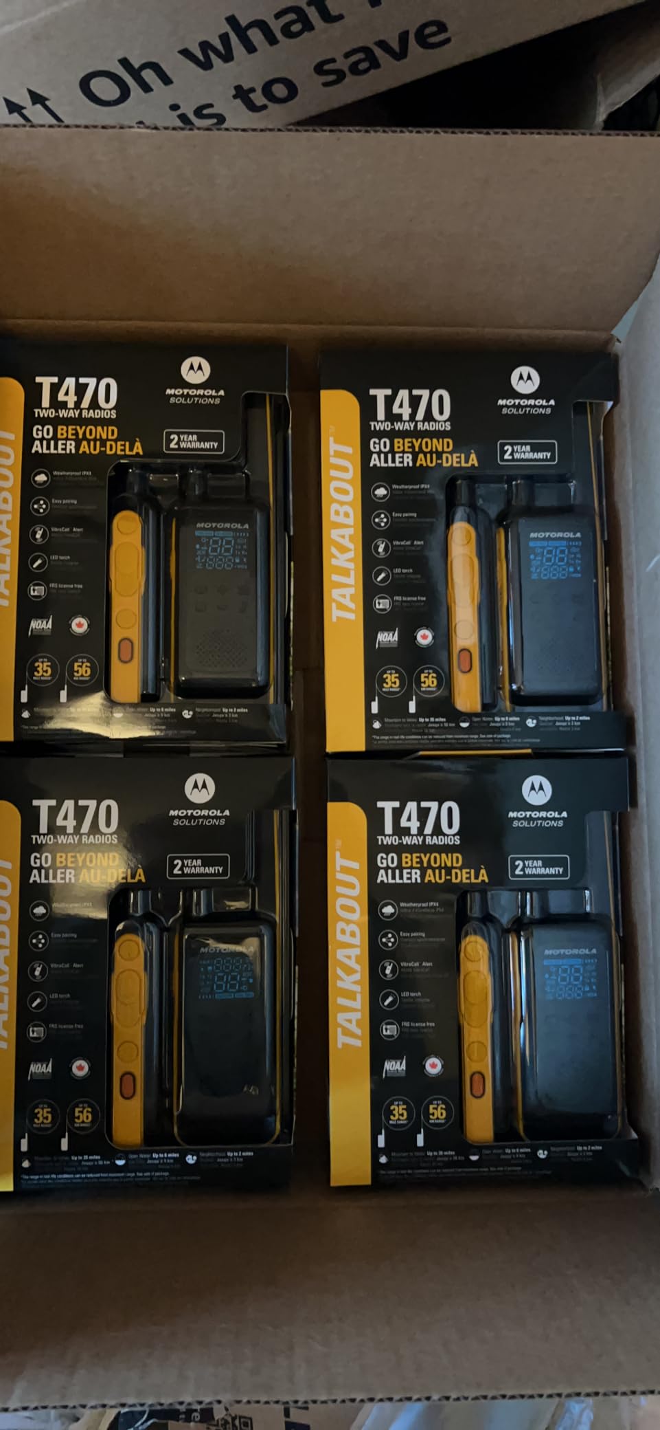 Motorola Talkabout T470 Two-Way Radio Black W/Yellow Rechargeable Two Pack customer photo 2