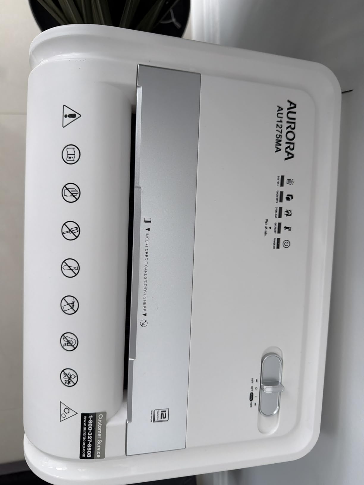 Aurora Professional Grade 12-Sheet Micro-Cut Paper and CD/Credit Card Shredder/ 60 Minutes Continuous Run Time, White/Gray customer photo 1