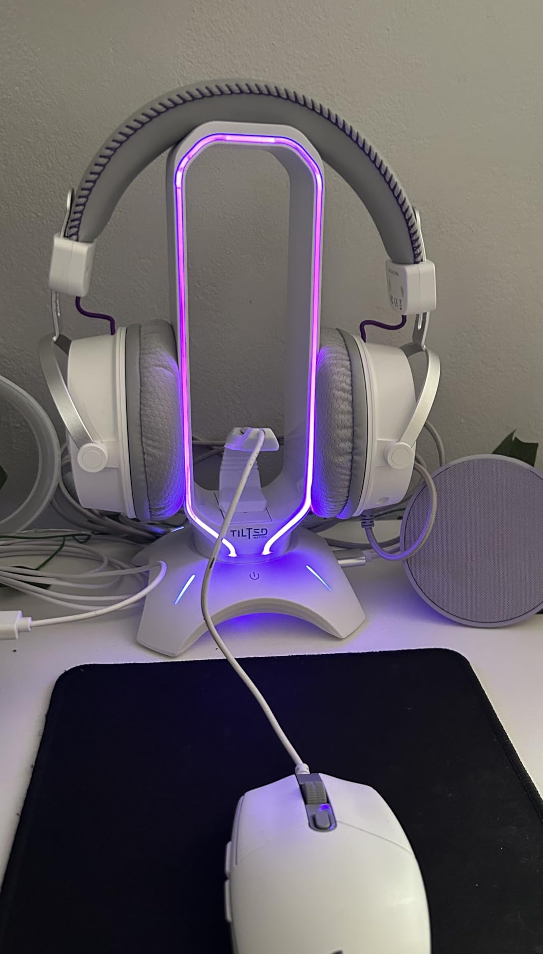Cute Headphone Stand Pink | Headset Stand with RGB, Mouse Bungee Holder, and 2 Port USB Hub Charger - Desk Gaming Accessories customer photo 1