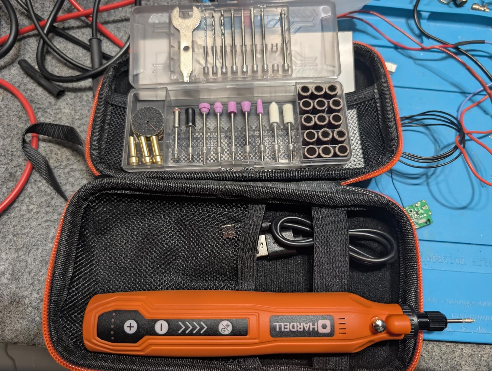HARDELL Mini Cordless Rotary Tool, 5-Speed 69pcs Kit for 3D Printer Sanding | 5000-18000RPM, 2000mAh, USB-C, LED Light, Case customer photo 1