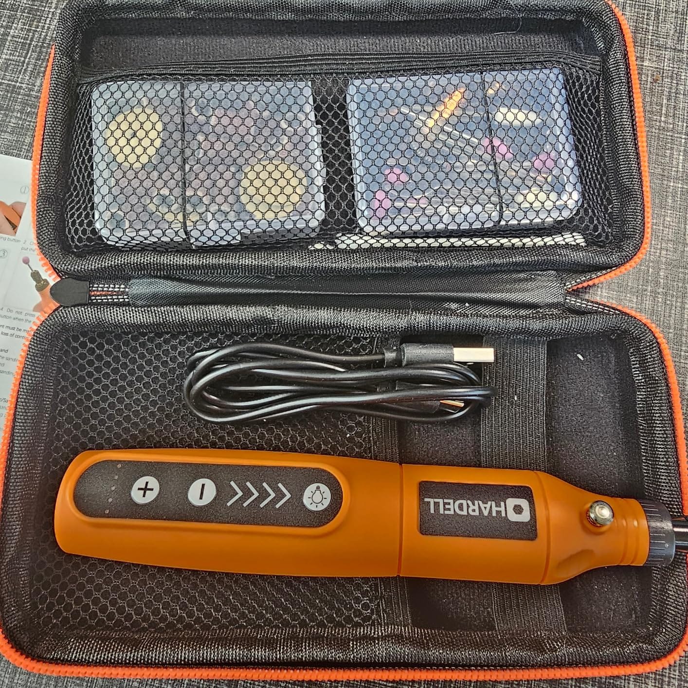HARDELL Mini Cordless Rotary Tool, 5-Speed 69pcs Kit for 3D Printer Sanding | 5000-18000RPM, 2000mAh, USB-C, LED Light, Case customer photo 2