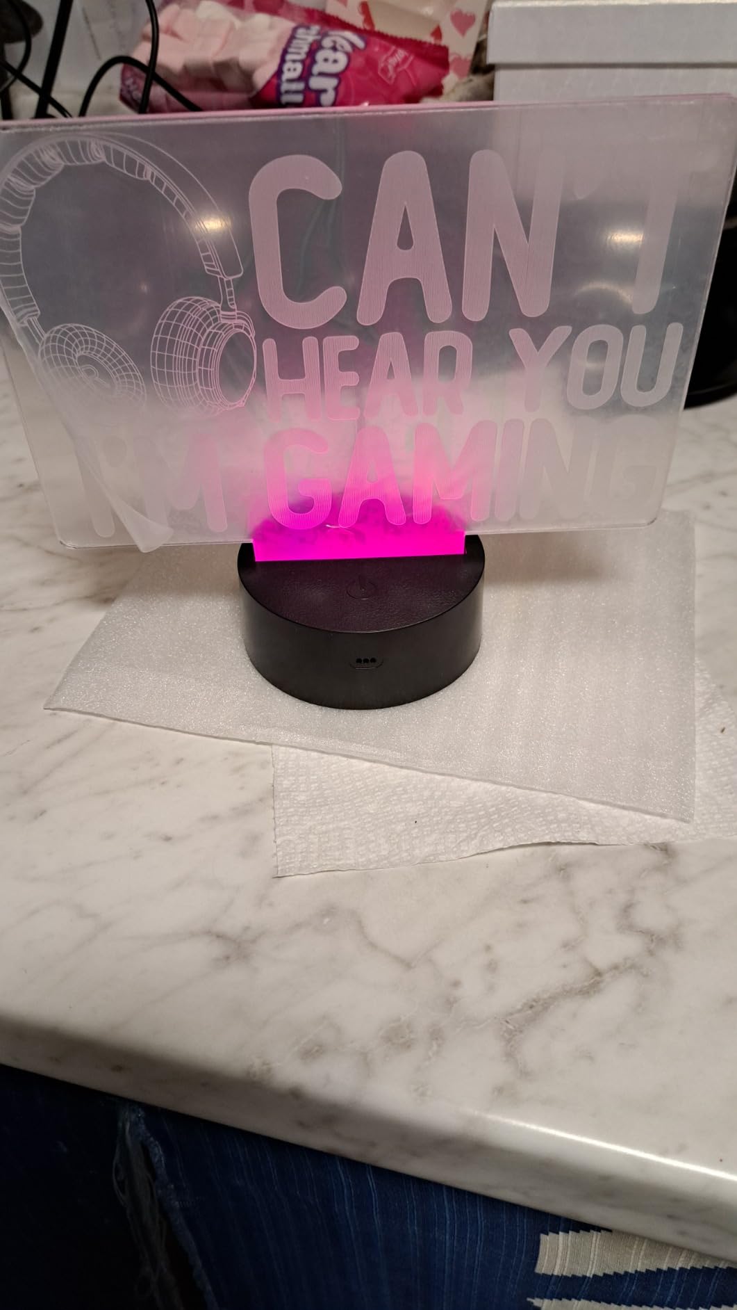 YuanDian Can't Hear You I'm Gaming Night Light, Headset Graphic Video Games Gamer Gift Funny 3D Illusion Lamp 16 Colors Changing Touch & Remote Control customer photo 1