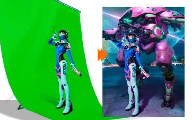 Green Screen Backdrop Stand Kit, 5x6.5FT Portable Greenscreen | Adjustable, carrying bag & 5 clamps, chromakey backdrop with T shape stand, for streaming, photography, gaming, zoom, video customer photo 2
