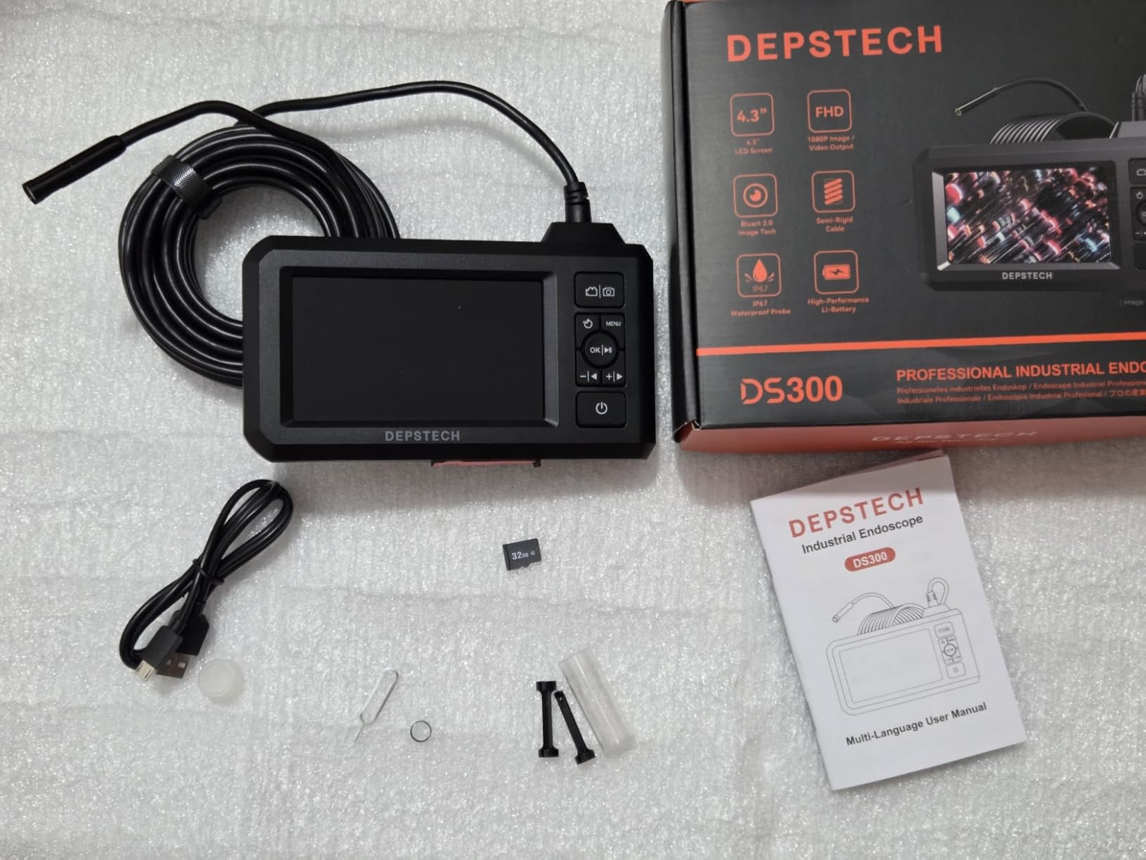 DEPSTECH Endoscope Camera with Light, Dual Lens Inspection Borescope 16.5FT | 1080P HD, 4.3