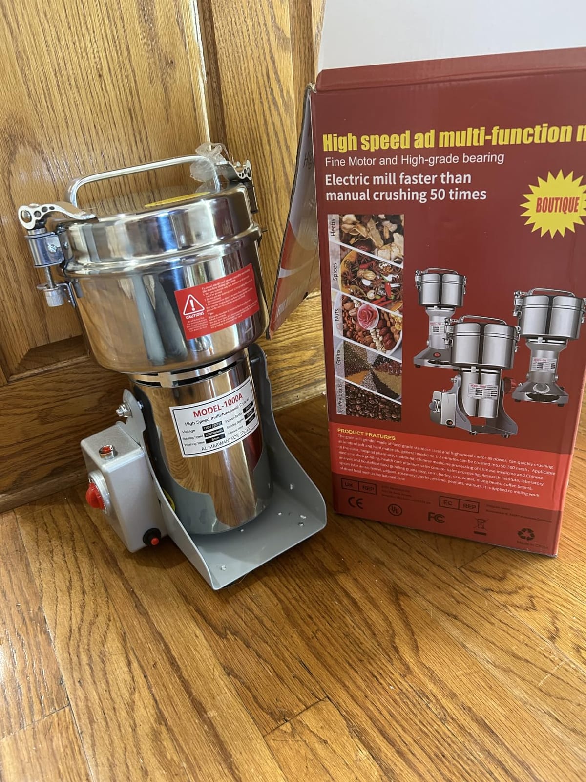 Grain Mill Grinder 750g High Speed Electric Stainless Steel Grinder Cereals Corn Flour Pulverizer Powder Machine for Dry Spice Herbs Grains Coffee Rice Pepper customer photo 1