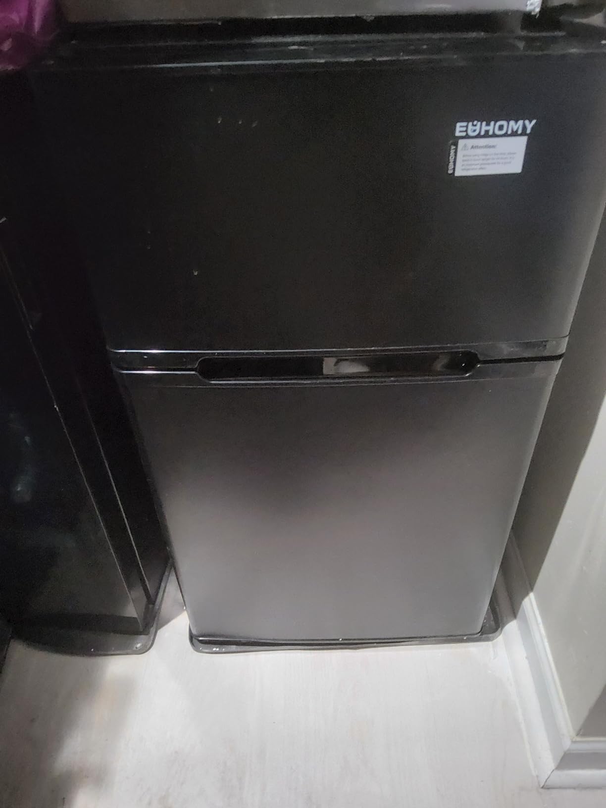 EUHOMY 3.2 Cu.Ft Mini Fridge with Freezer, 2 Door Mini Refrigerator, Black | LED Light, Adjustable Temperature, Adjustable Shelves, Reversible Door, Compressor Cooling, Low Noise, Bedroom Use, Dorm Use customer photo 1