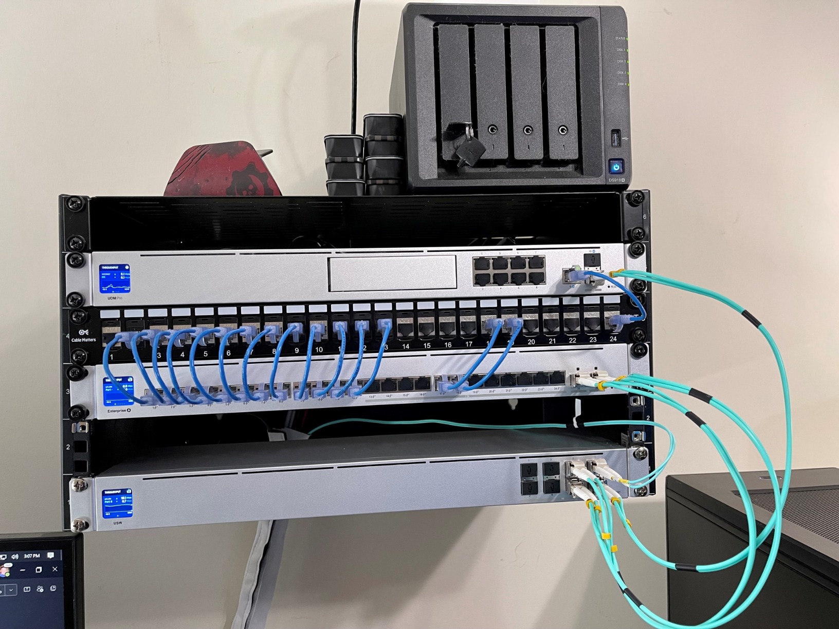FLYPROFiber- LC to LC Fiber Patch Cable OM3 Multimode 1M/3ft | Duplex, 50/125um MMF, MM Multi mode Fiber Jumper, For 10G/40G Transceivers / Data Centers, Fully Pre-Tested, LSZH, Aqua customer photo 1
