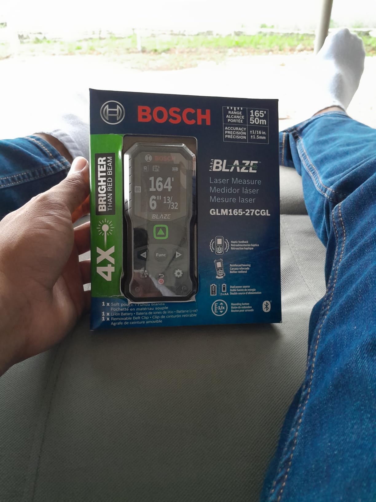 BOSCH PRO GLM165-27CGL 12V Max Blaze Connected Green-Beam 165 Ft. Laser | Real-time measurement, backlit color display, 1/16 in. accuracy, contractors, stable mounting, surveying, construction customer photo 1