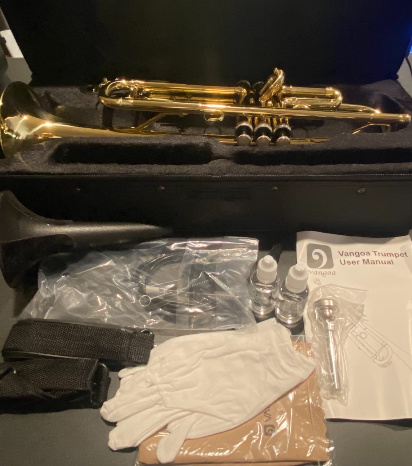 Student Bb Trumpet, Gold Finish Brass for School Band Orchestra Beginners | 7C Mouthpiece, Stainless Steel Valves, Adjustable 3rd Valve Ring, Hard Case, Cleaning Kit, White Gloves customer photo 1