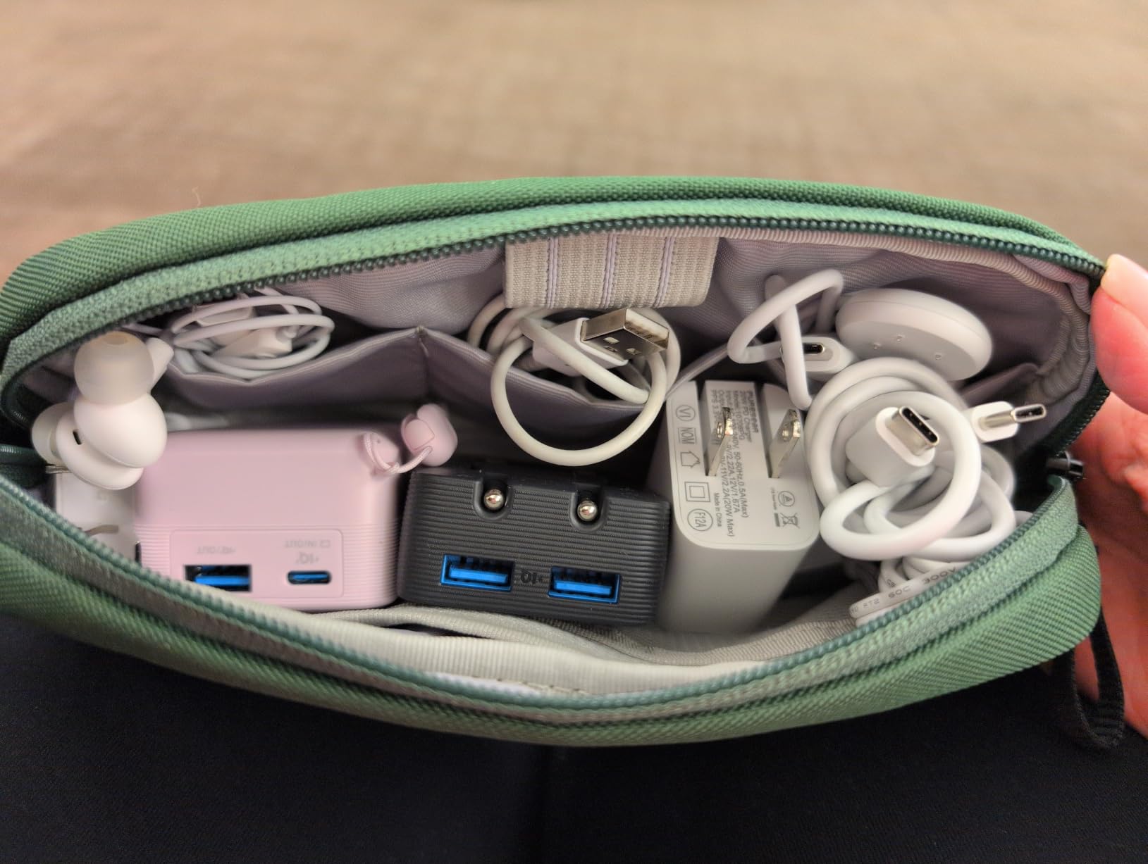 tomtoc Electronics Organizer Travel Case, Water Resistant Travel Bag Cable Organizer for Essentials, Tech Pouch Accessories Carry Storage for Cord, Phone, Cables, Airpods, USB Flash Drive, Daily Items customer photo 1