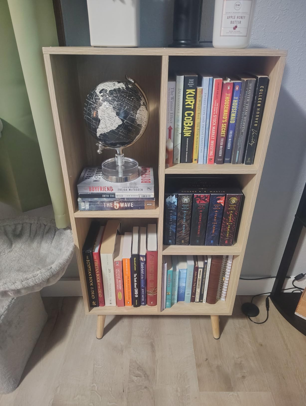 LEYAOYAO Cube Bookshelf 3 Tier Mid-Century Rustic Brown Modern Bookcase with Legs, Retro Wood Bookshelves Storage Organizer Shelf, Freestanding Open Book Shelves for Bedroom, Living Room, Office customer photo 1