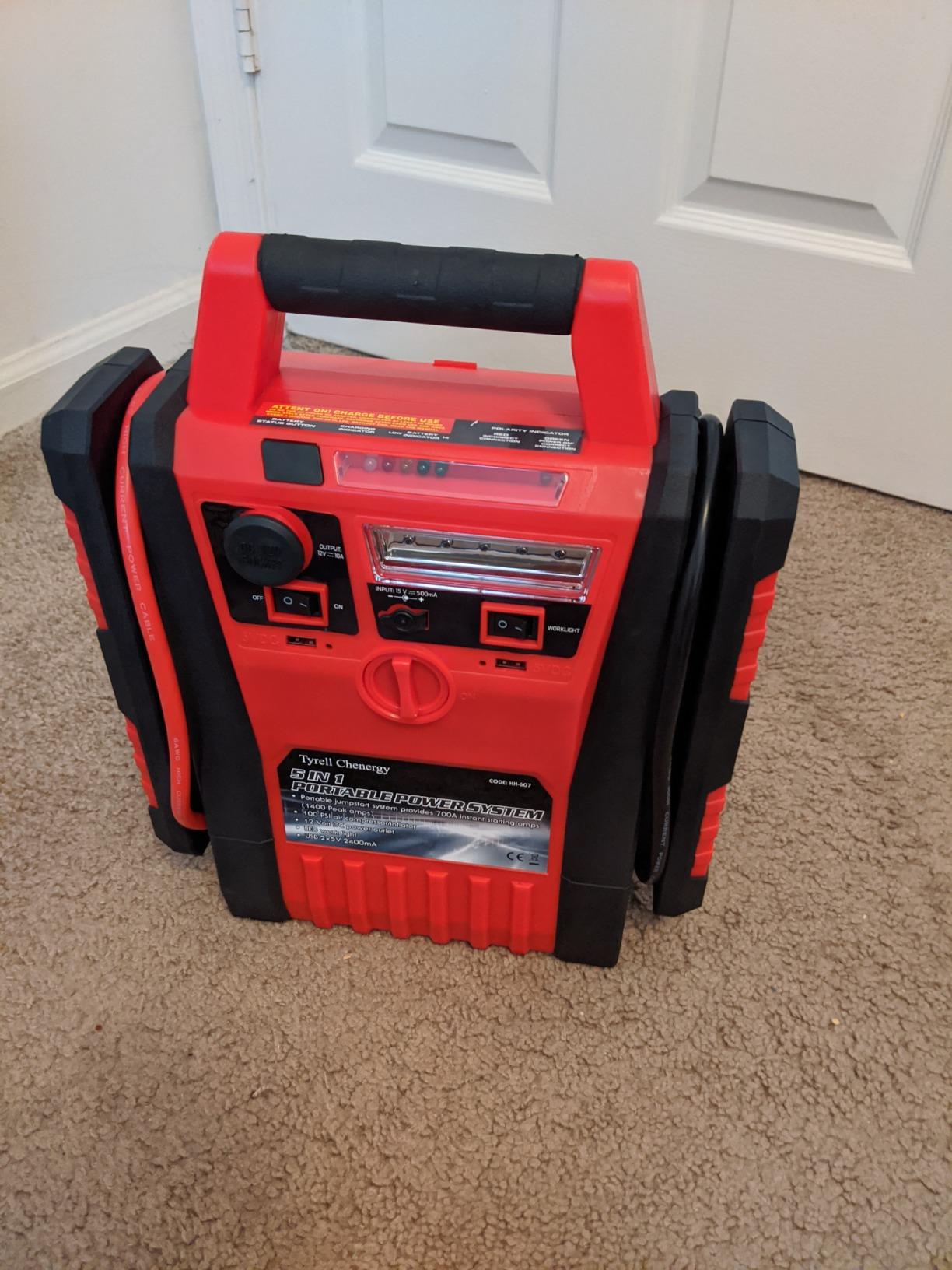 2200 Amp Car Jump Starter with Air Compressor, Portable Power Station with 260 PSI Tire Inflator, 400W Power Inverter Dual AC/DC Ports, 2.1A USB Port, Battery Clamps customer photo 1