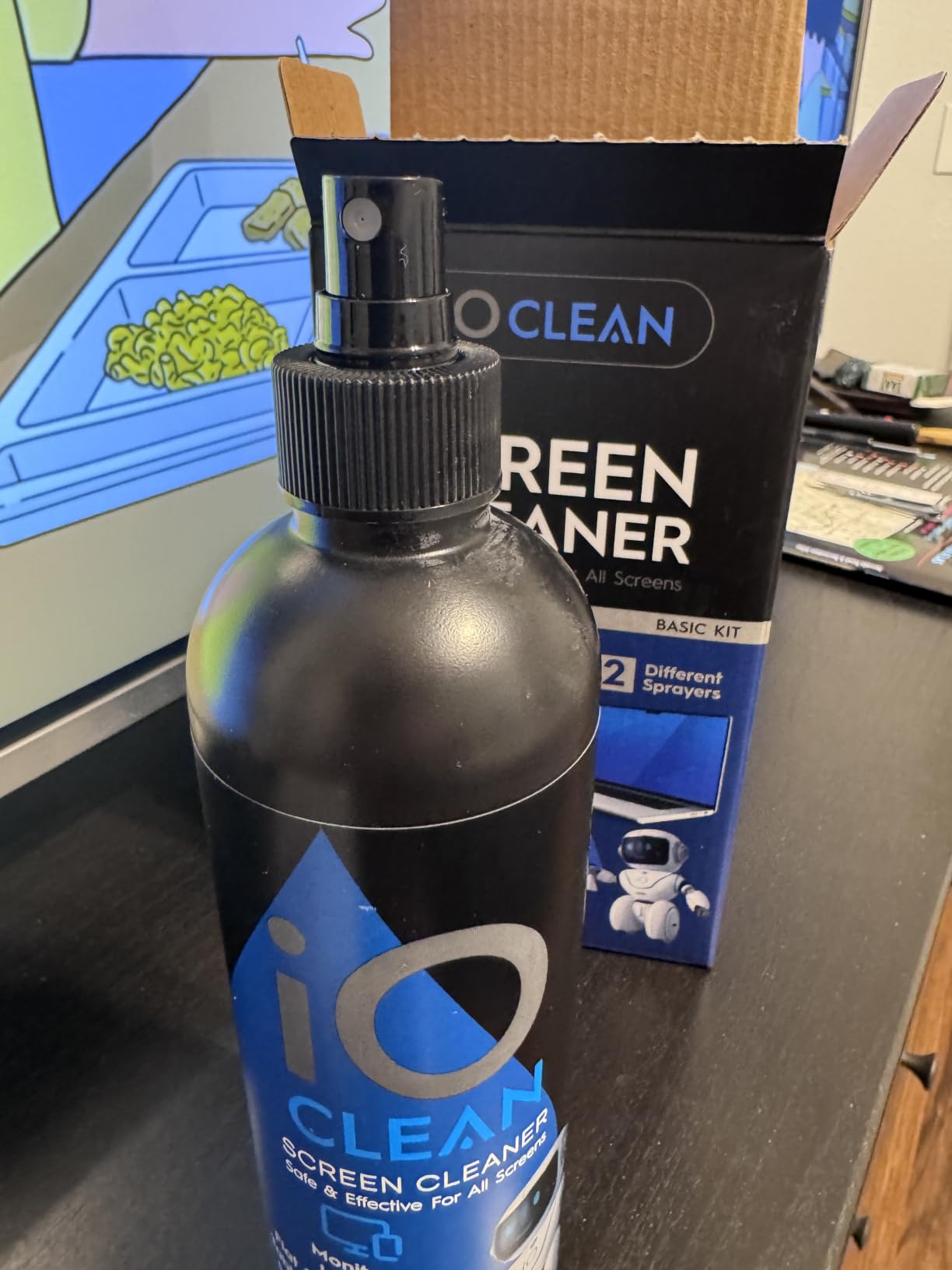 iO CLEAN 16oz Screen Cleaner Spray - Best Large Cleaning Kit | for LCD, LED & OLED TV, Smartphone, iPad, Laptop, Touchscreen, Computer Monitor, Microfiber Cloth Wipes & 2 Nozzles customer photo 1