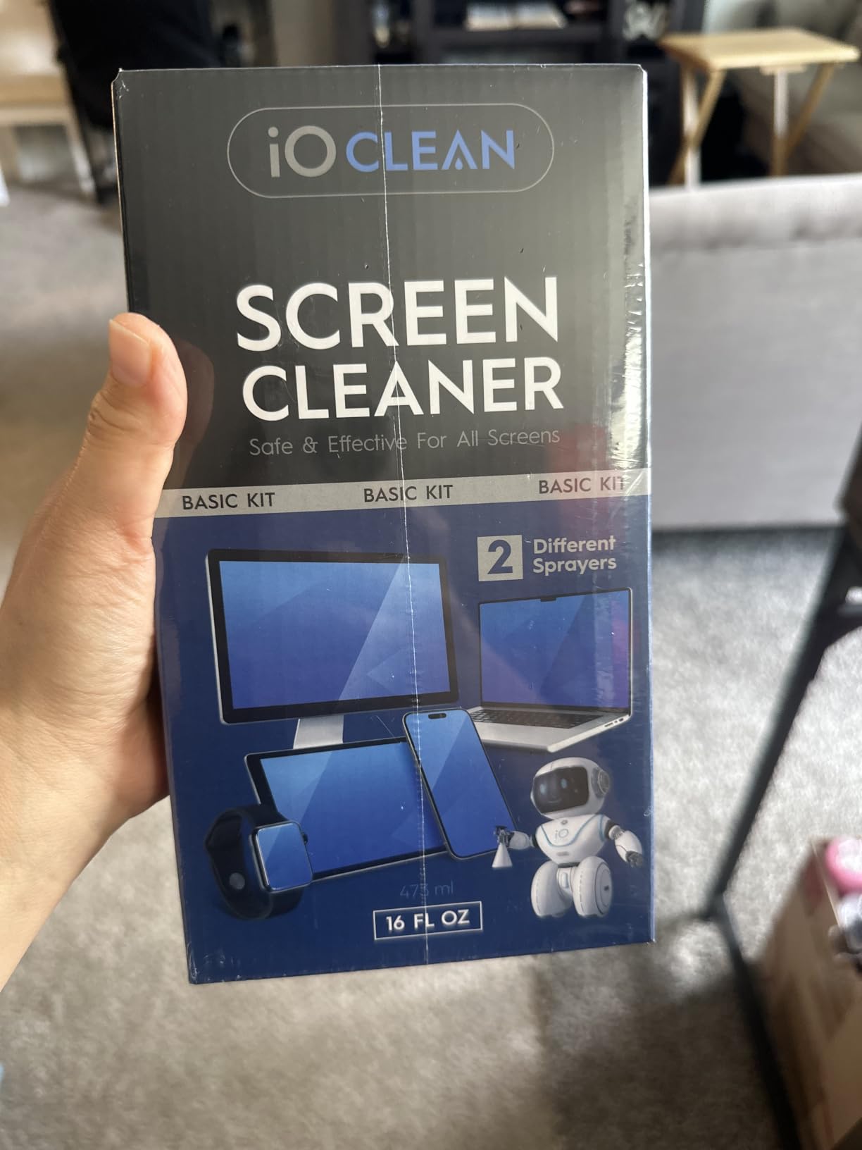iO CLEAN 16oz Screen Cleaner Spray - Best Large Cleaning Kit | for LCD, LED & OLED TV, Smartphone, iPad, Laptop, Touchscreen, Computer Monitor, Microfiber Cloth Wipes & 2 Nozzles customer photo 2