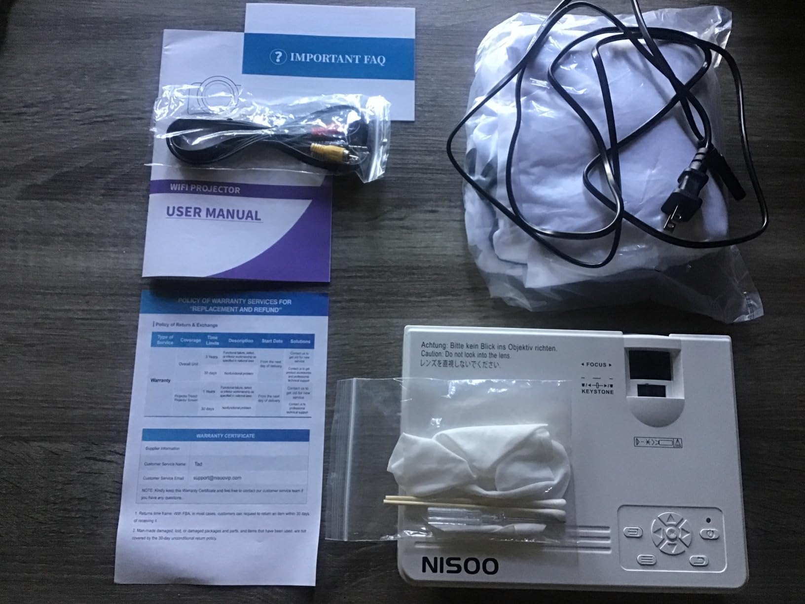 NISOO Mini Projector with WiFi and Bluetooth, 1080P Outdoor Movie Projector | 2-way Bluetooth Speaker, WiFi6, 1080P home theater, Compatible with Phone/PC/TV Stick/Roku/PS/DVD/HDMI/USB, Timer shutdown customer photo 1