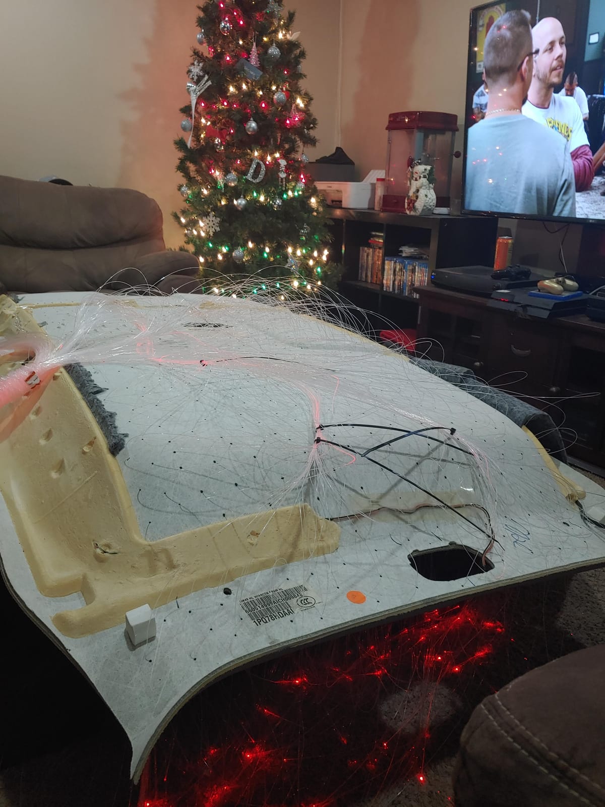 AKEPO 20W Dual-Head Fiber Optic Lights RGBW Twinkle+APP+Sound Activated Fiber Optic Star Ceiling Light Kit Total 1100pcs of 13.1ft/4m 0.75mm Fiber Optic Strands for Car Headliner Star/Room customer photo 1