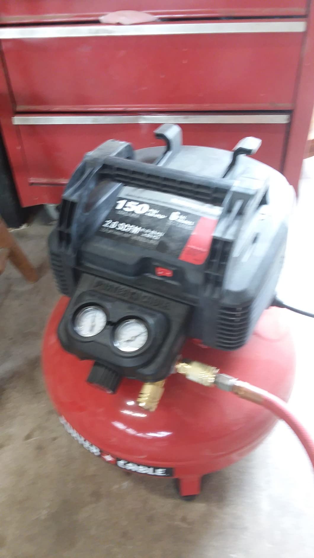 PORTER-CABLE Portable Pancake Air Compressor, 6 Gallon, 150 Max PSI | Oil-Free Maintenance-Free Pump, Wood Working, Roofing, Home, Jobsite, 2.6 CFM @ 90 PSI customer photo 1