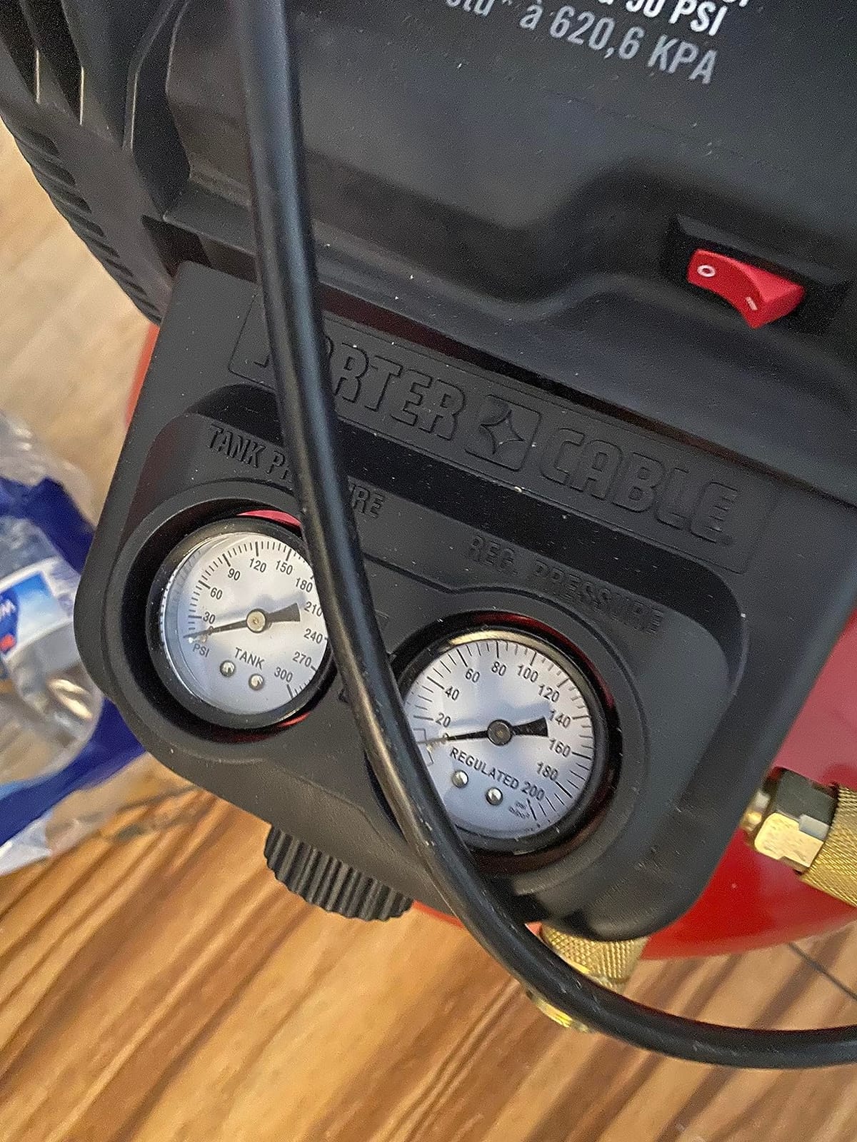 PORTER-CABLE Portable Pancake Air Compressor, 6 Gallon, 150 Max PSI | Oil-Free Maintenance-Free Pump, Wood Working, Roofing, Home, Jobsite, 2.6 CFM @ 90 PSI customer photo 2
