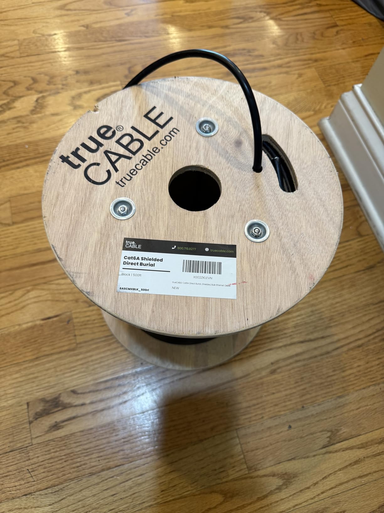 TRUE CABLE Cat6A Direct Burial Bulk Ethernet Cable, Shielded F/UTP, 500ft, Black, Waterproof, Outdoor OSP Jacket, 23AWG Solid Bare Copper, 750MHz, PoE++ 100W customer photo 2