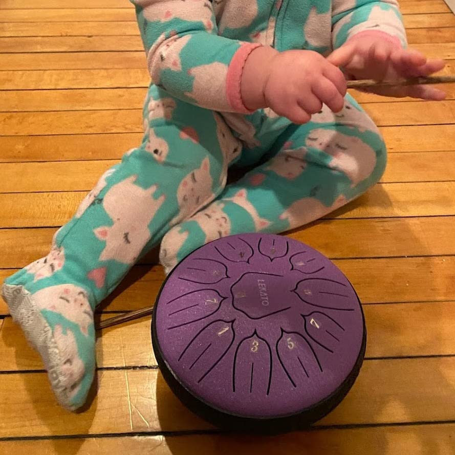 LEKATO Steel Tongue Drum 6 Inch 11 Notes, Rain Drum D Major Handpan Drum for Meditation Yoga Beginner Christmas Gift for Families/Friends, Purple customer photo 2