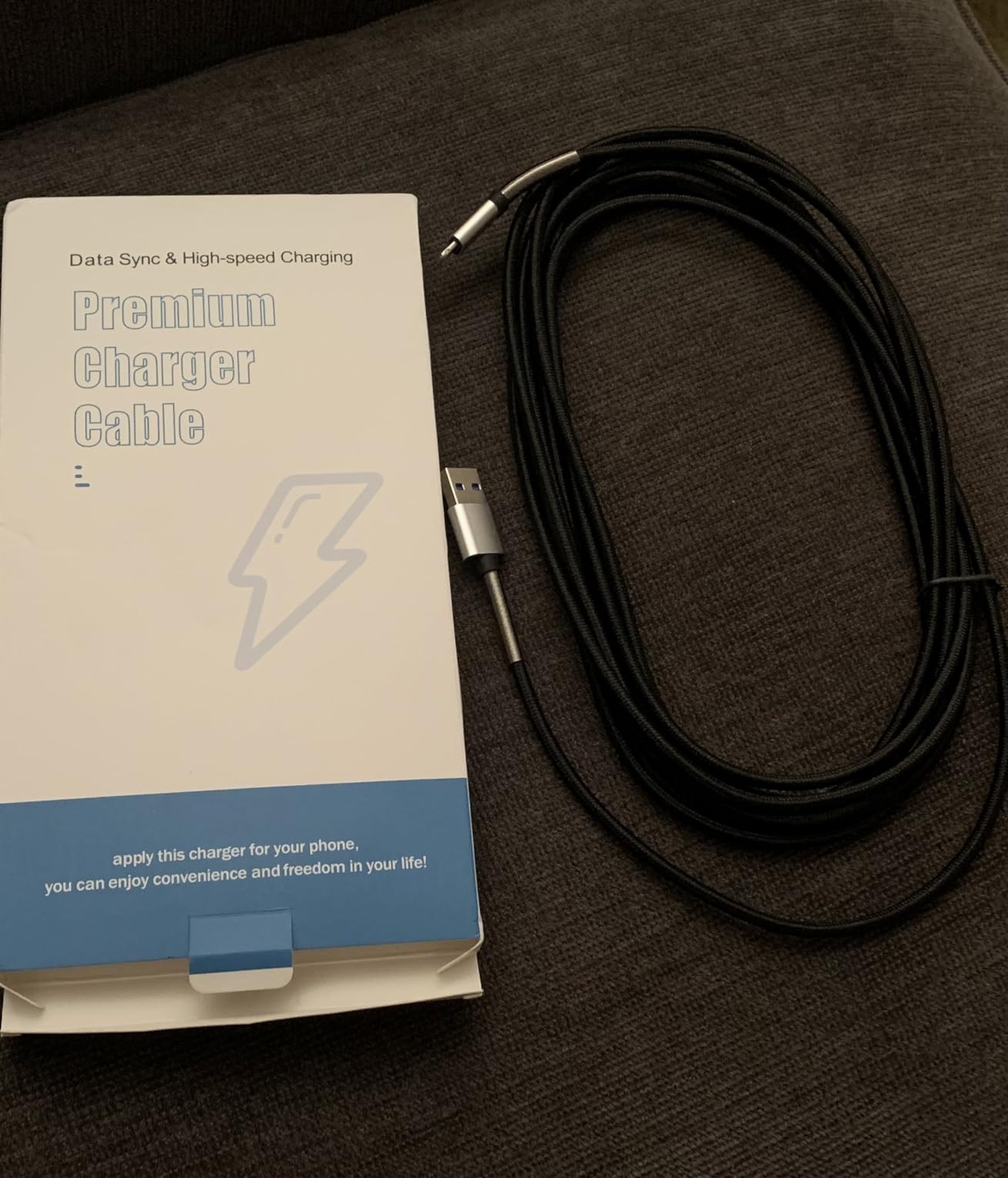 Cabepow 15 FT Extra Long iPhone Charger Cord,[Apple MFi Certified] Long Apple Lightning Cable 5M,2.4A Nylon Braided iPhone Fast Charging Cord for iPhone 14/14pro/13/12/11/11Pro/X/XS/XR/XS Max/8/7 customer photo 2