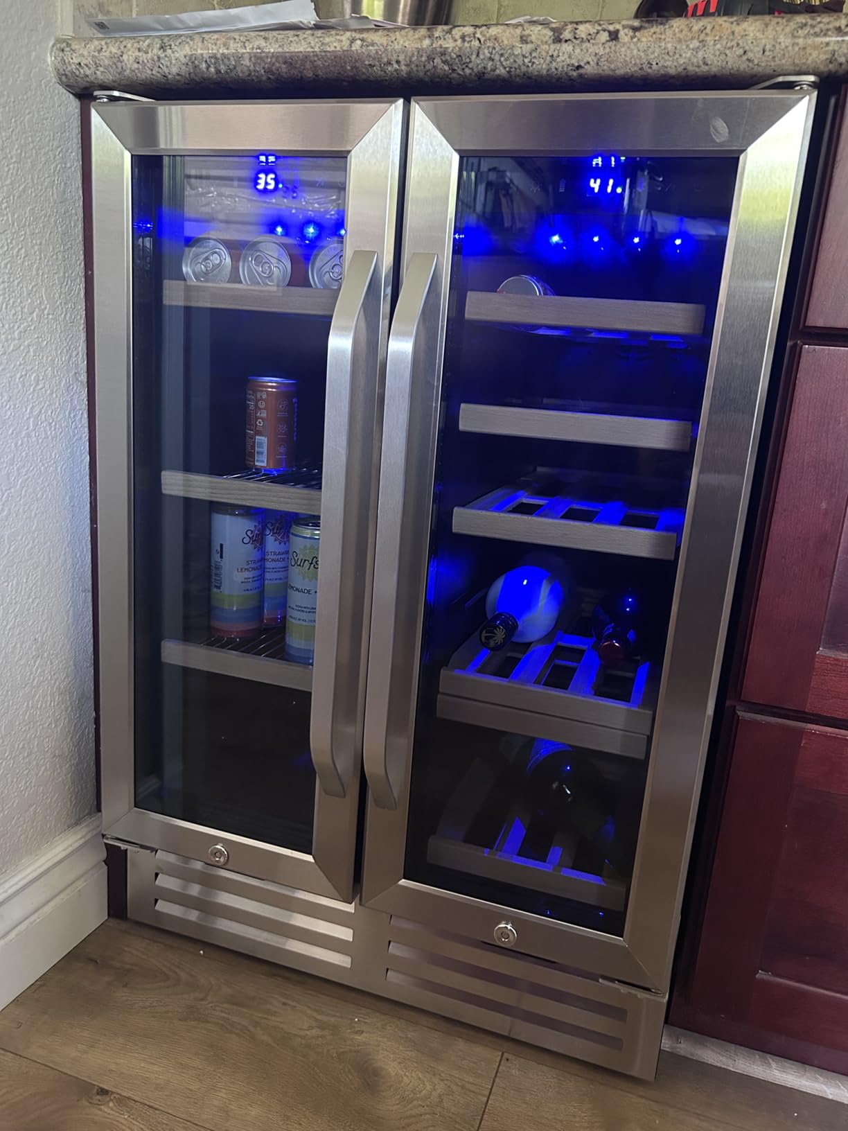 24 Inch Wine Cooler Fridge Dual Zone, Professional Large Capacity High Wine Refrigerator with Powerful Compressor, Quiet Operation and Elegant Design-KMHJ408D customer photo 1