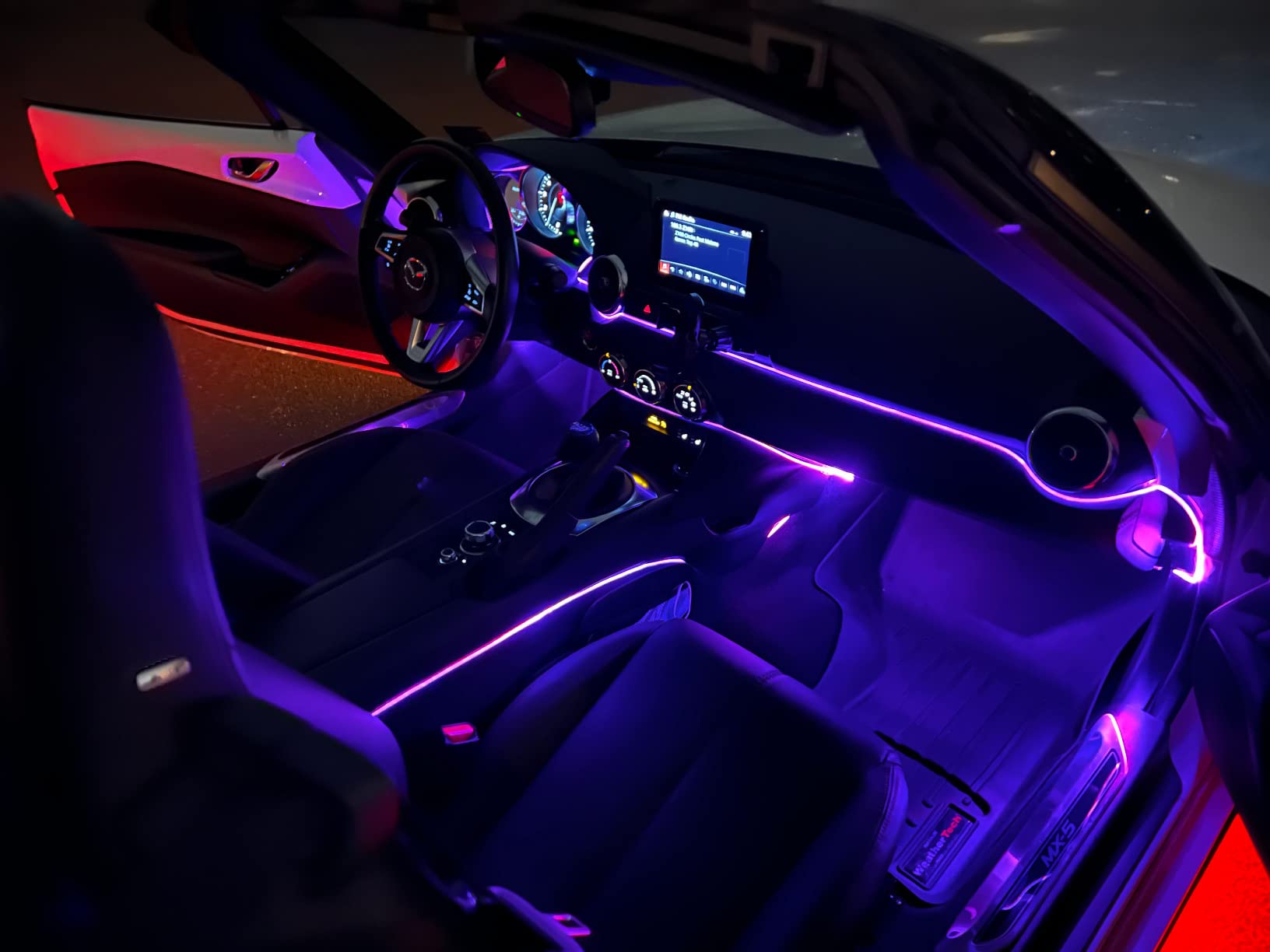 Jushope Interior Car LED Strip Lights, RGB 5 in 1 Car Ambient Lighting Kit | Wireless APP & RF Remote Control 16 Million Colors Music Sync, 236 inches Fiber Optic LED Lights for Car, USB or Hardwire customer photo 2