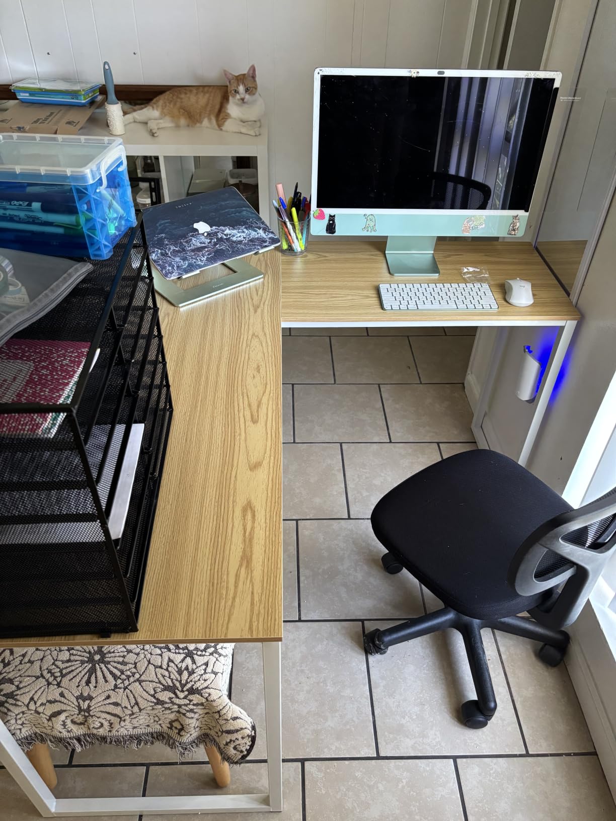 SHW Mission 32-Inch Home Office Computer Desk, Oak customer photo 2