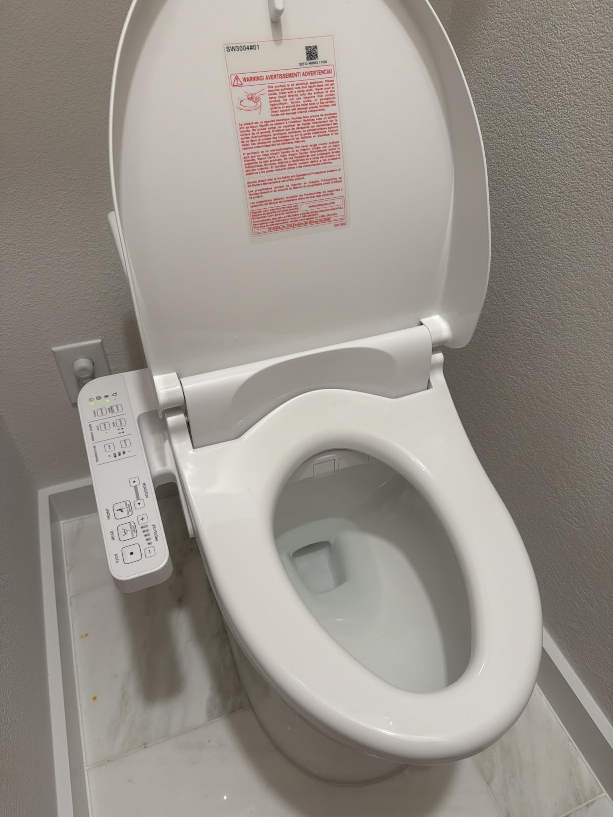 TOTO WASHLET A2 Electronic Bidet Toilet Seat with Heated Seat and SoftClose Lid, Elongated, Cotton White - SW3004#01 customer photo 2