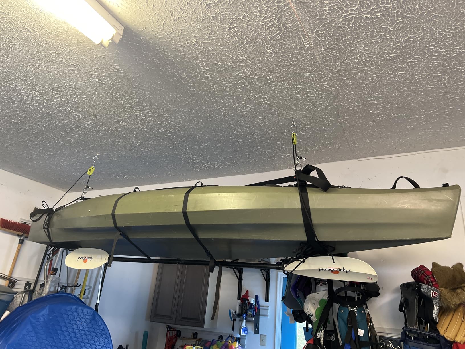 Tie Boss Kayak Hanger, Kayak Hoist & Overhead Garage Ceiling Storage System customer photo 2
